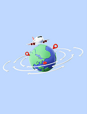 c4d地球全球化数字化图标元素旅游地图行程机票旅行3D