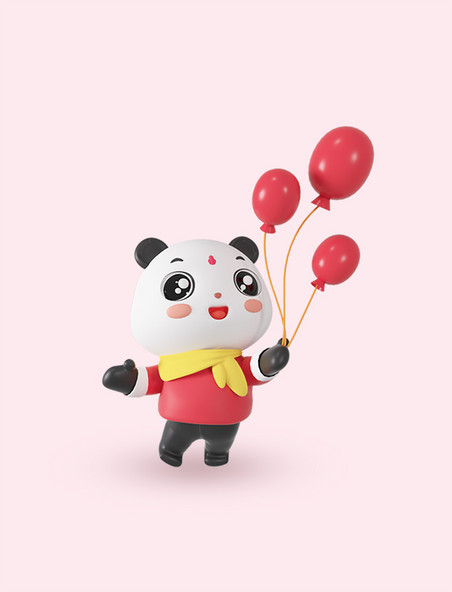 3d立体国庆国庆节卡通熊猫放飞气球庆国庆