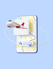 c4d飞机数字全球化图标旅游地图行程机票旅行3D地图导航