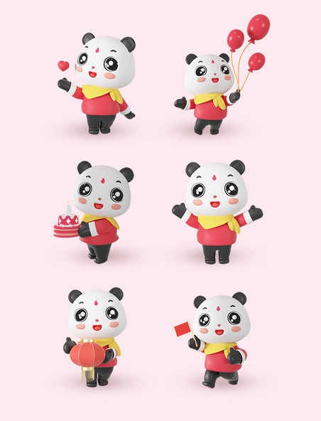 3d立体国庆国庆节卡通熊猫庆国庆欢度国庆套图