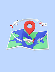 3d地图全球化图标旅游地图行程机票旅行3D地图导航