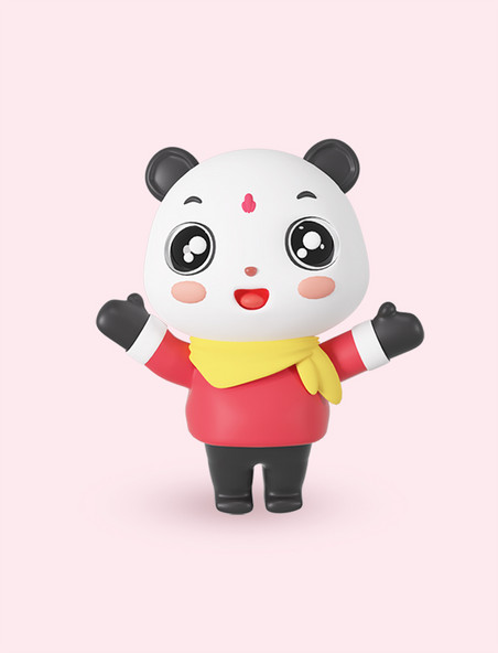 3d立体国庆国庆节卡通熊猫庆国庆欢迎拥抱