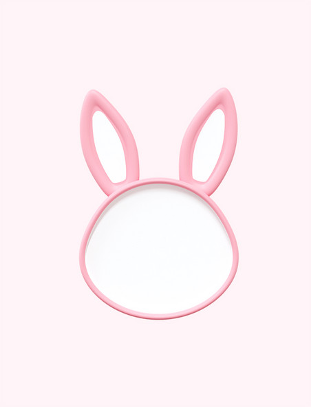 3D立体粉色兔子头边框