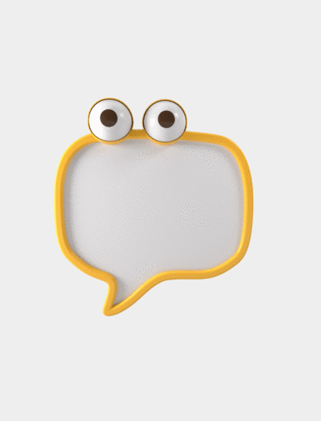 3D立体黄色拟人大眼睛聊天框对话框气泡框