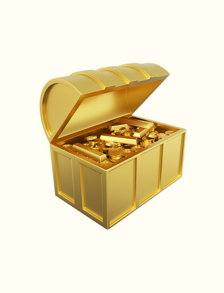 3D立体金条金币藏宝箱