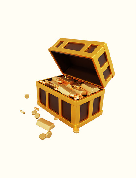 3D立体金条金币财宝宝藏宝箱