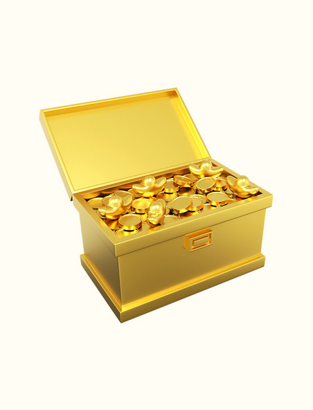 3D立体黄金金币元宝宝箱