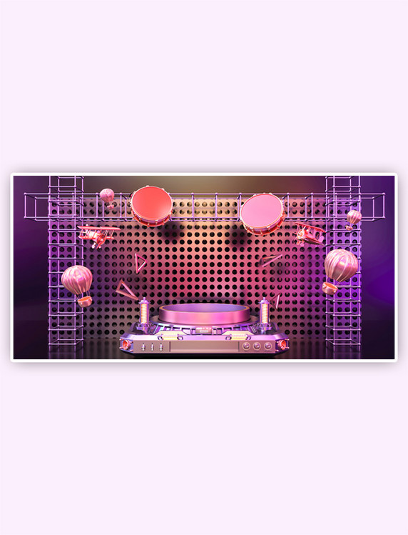 C4D科技炫酷霓虹灯促销电商背景