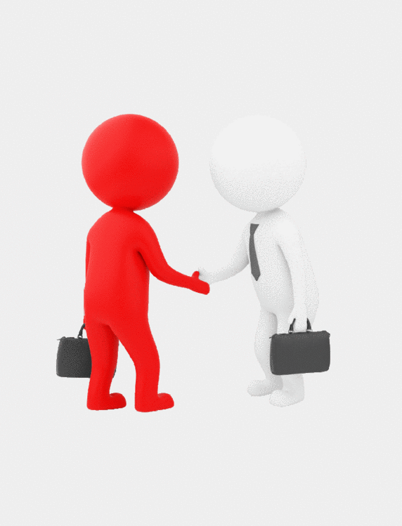 c4d立体3D红白立体握手商务小人人物动图gif