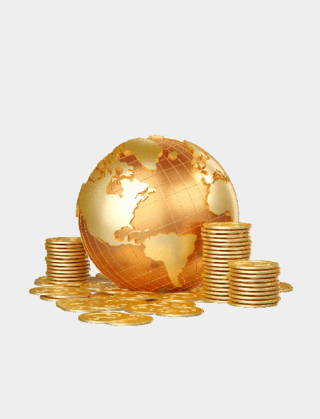 3D金色地球金币财富金融动图gif