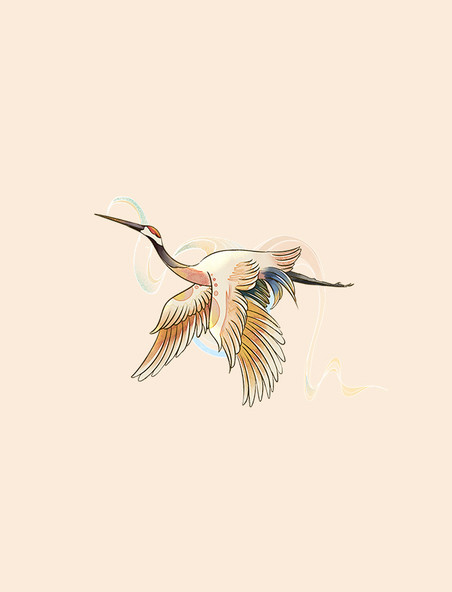 水彩仙鹤鸟类动物