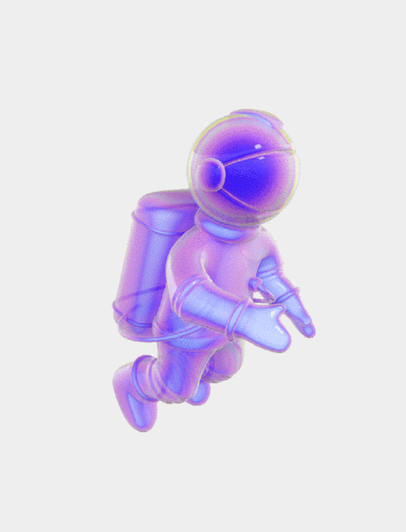 3D立体紫色渐变酸性宇航员动图gif