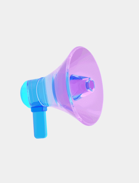 3D立体酸性透明喇叭蓝紫色动图gif