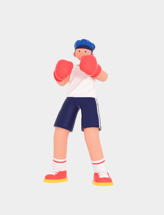 3D立体人物男性打拳击拳击动图gif