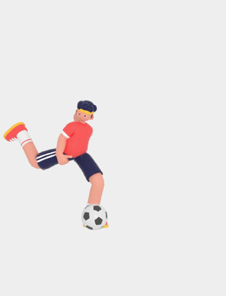 3D立体人物男性运动员踢足球动图gif