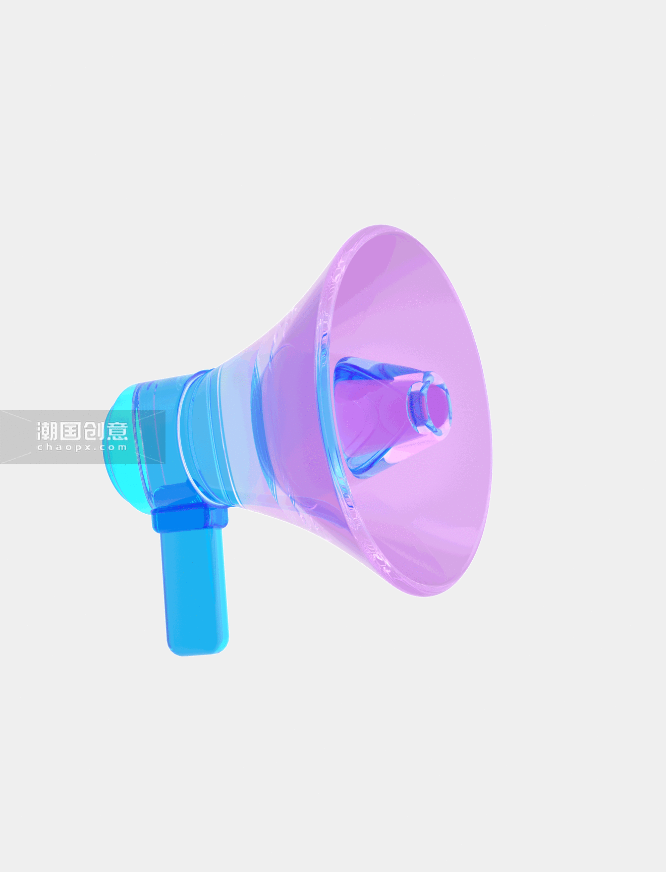 3D立体酸性透明喇叭蓝紫色动图gif