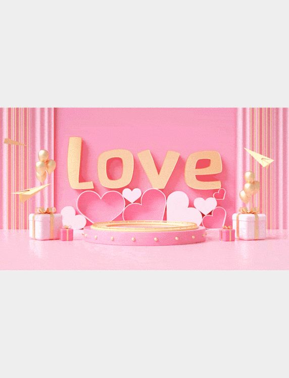 粉色520情人节loveC4D3D立体视频背景动图gif