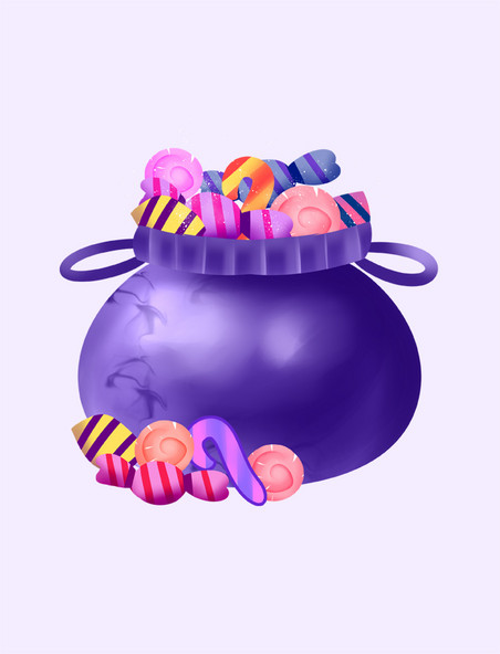 万圣万圣节紫色糖果罐元素