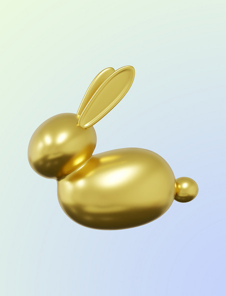 创意可爱简约3DC4D立体兔年金色兔子元素