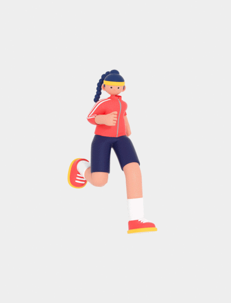 运动女孩跑步健身C4D立体3D人物女性运动员跑步动图 gif