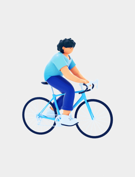简约时尚创意3D立体C4D动作运动自行车骑车卡通动图 gif 