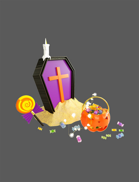 创意万圣节蜡烛棒棒糖糖果篮3D立体装饰
