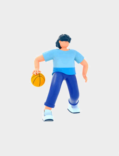 打篮球男孩创意3D立体C4D动作篮球比赛人物运运动卡通动图 gif