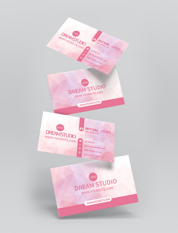 创意几何粉色简约商务名片美业美容整形医美
