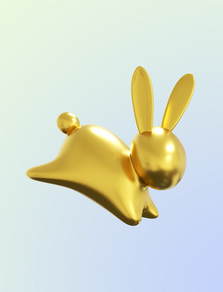 金色兔年吉祥3DC4D立体金色兔子元素