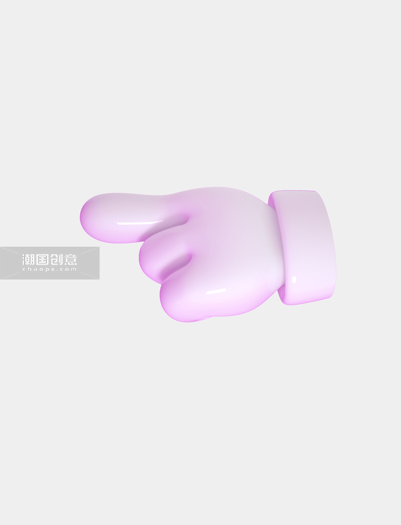 粉色创意手指方向3D手指C4D白色指示方向立体动图 gif 