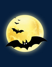 手绘万圣节的月亮和蝙蝠万圣夜
