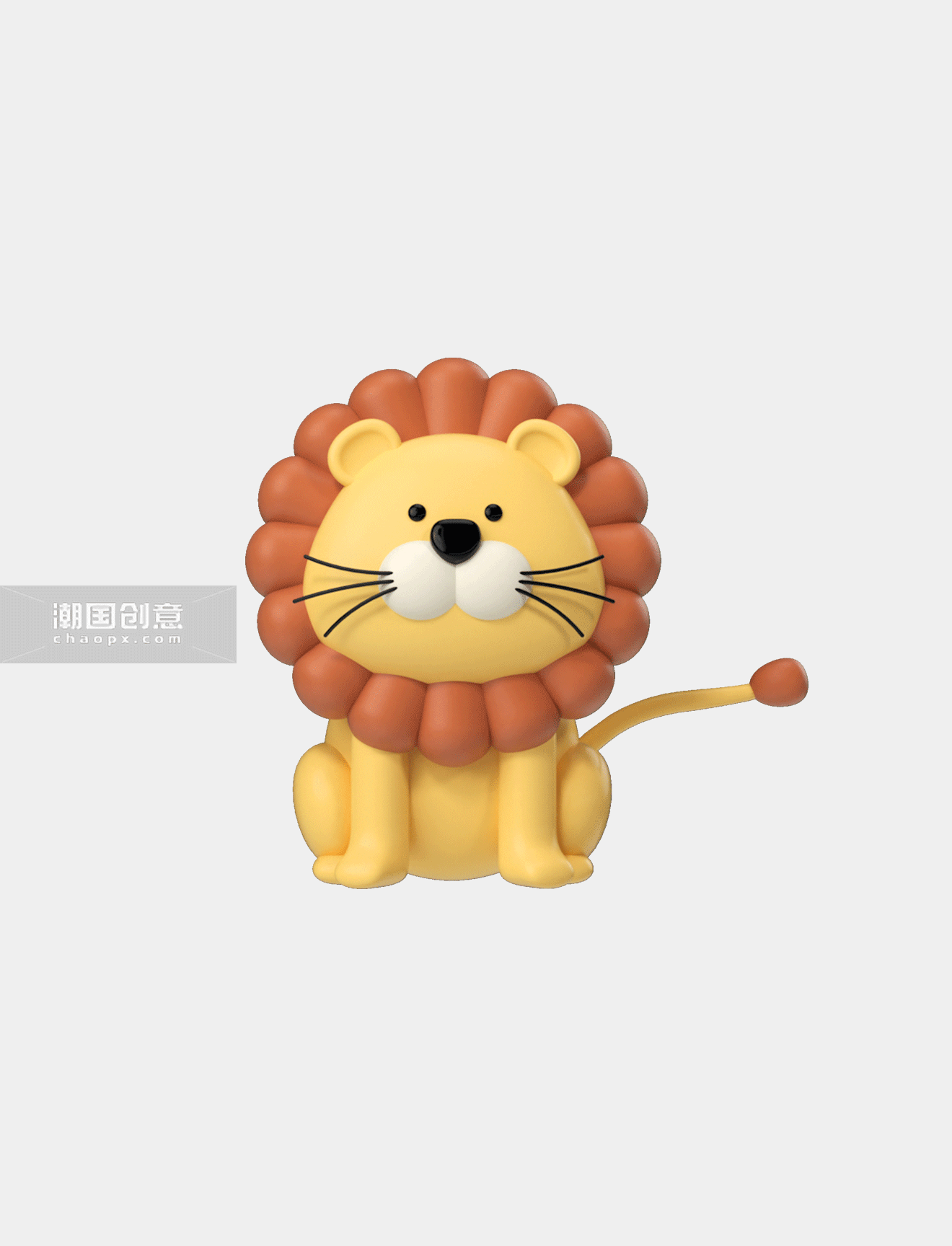 卡通创意摇尾巴小狮子C4D立体3D动物可爱狮子动图gif
