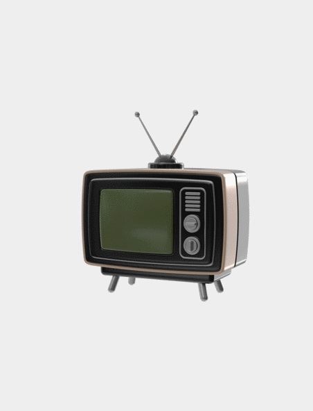 复古老式电视机黑白C4D立体老式电视机3D立体动图