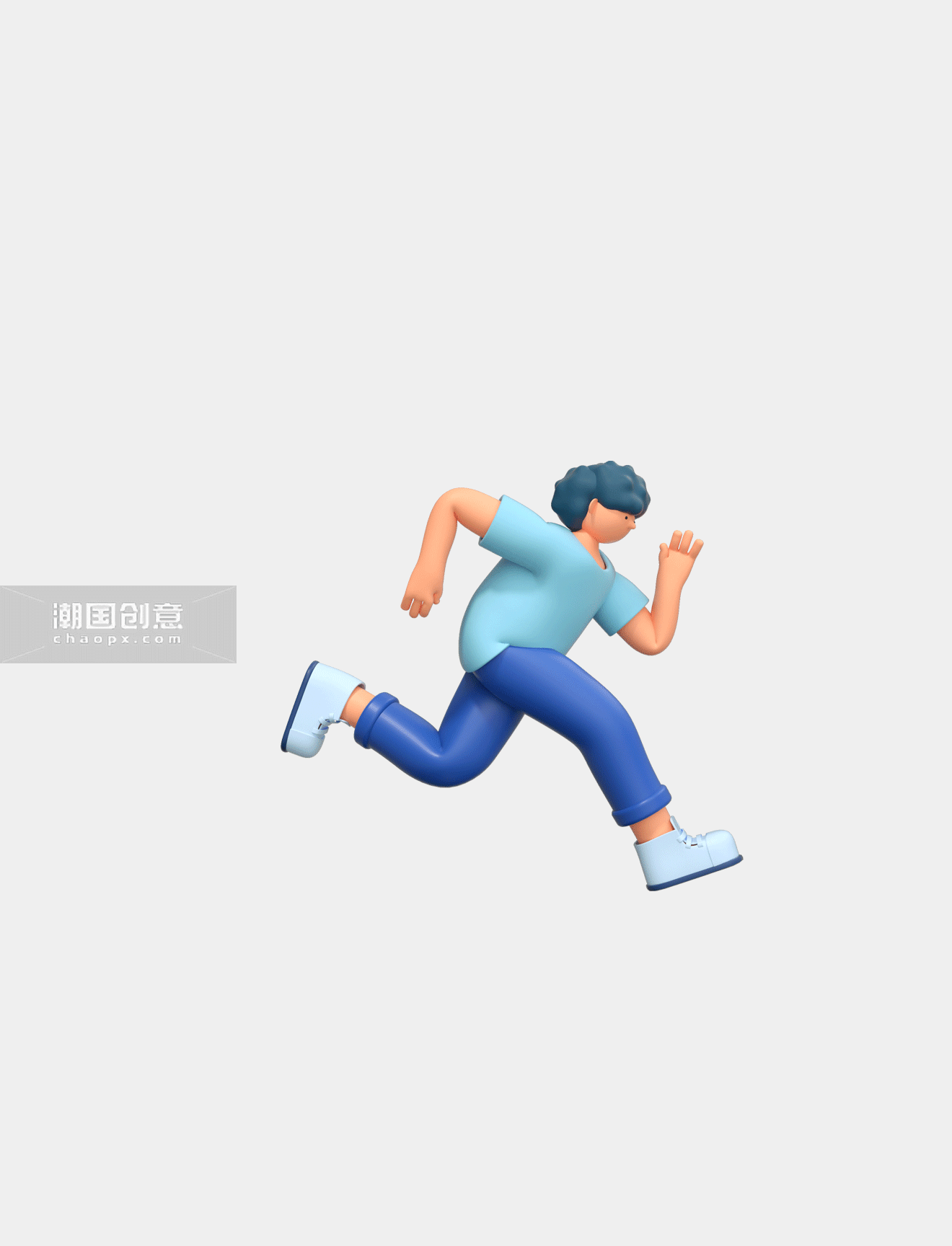 男孩运动锻炼身体C4D立体3D男性人物奔跑跑步动图gif 