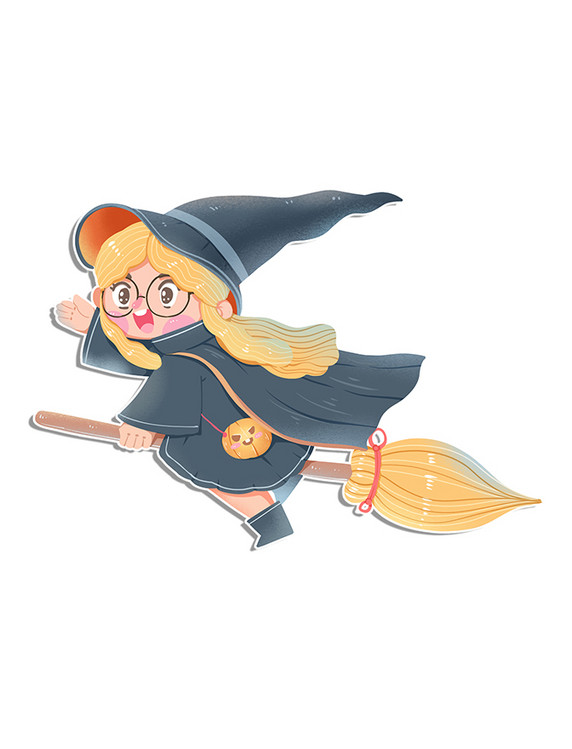万圣节女巫小魔女飞行