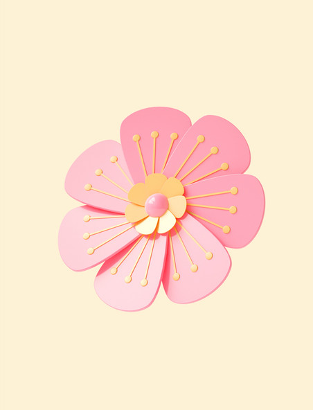 C4D立体粉色仿真春天漂浮樱花