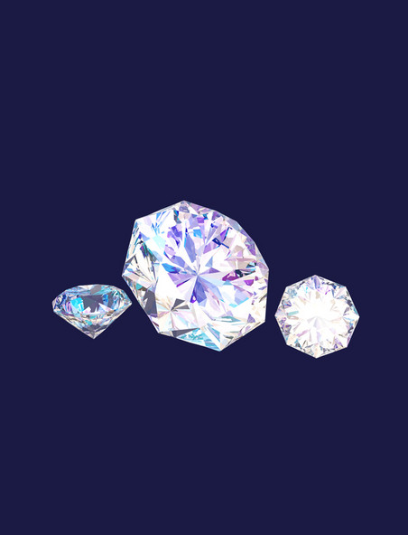C4D立体闪亮发光透明钻石元素