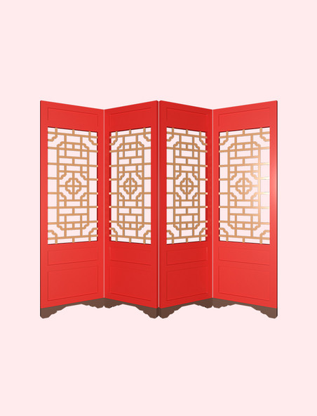 C4D中国风新年新春门窗古代门免抠图装饰