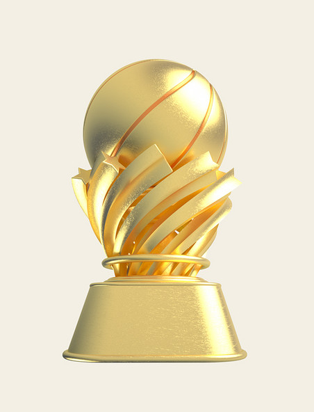 篮球比赛立体篮球金色奖杯金属