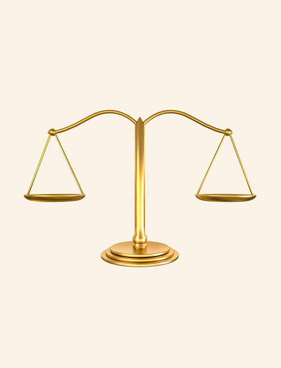 宪法宣传C4D金色质感天平装饰法律公平