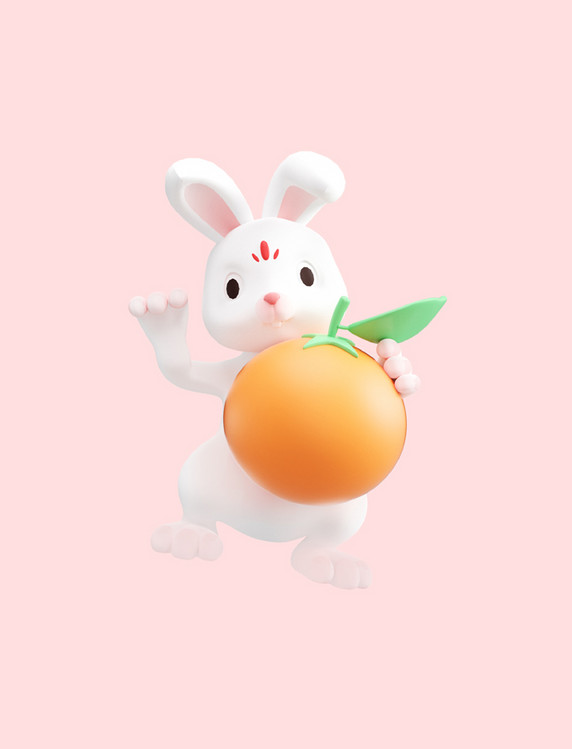 C4D3d拿橙子兔子