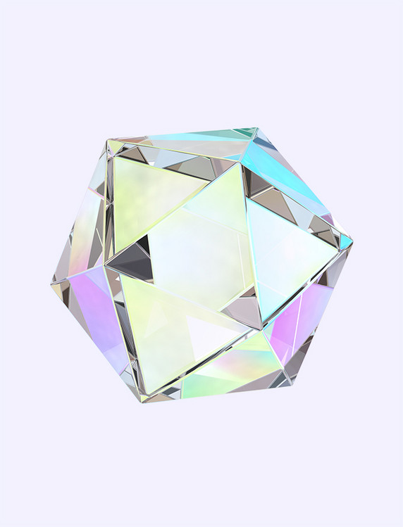 C4D彩色立体透明水晶玻璃几何图形