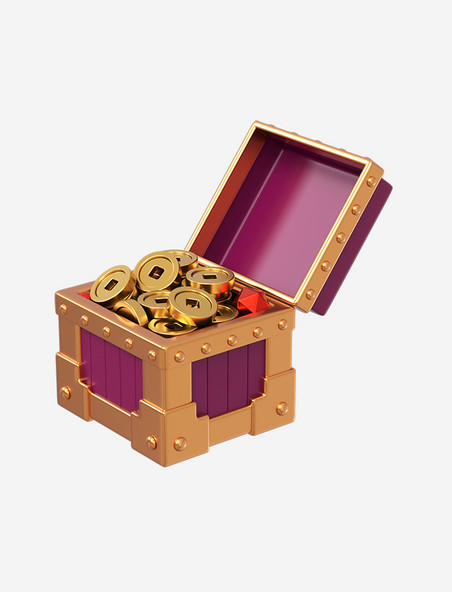 立体宝箱财宝 3DC4D立体金币宝箱