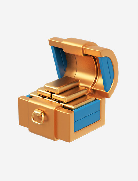 立体宝箱财宝3DC4D立体金条宝箱