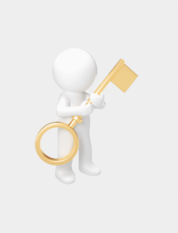 商务C4D立体3D小白人抱着金钥匙动图gif
