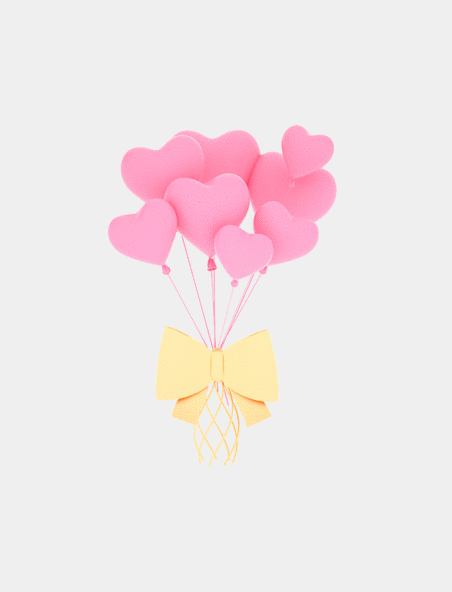 3D立体粉色C4D七夕浪漫爱心气球动图