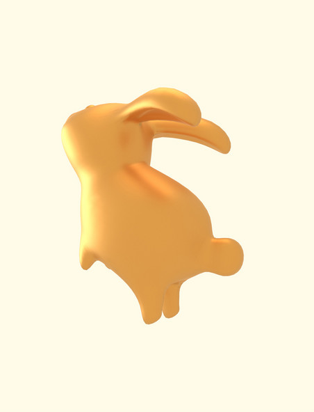 3D立体新年兔年金色兔子元素春节新年兔年