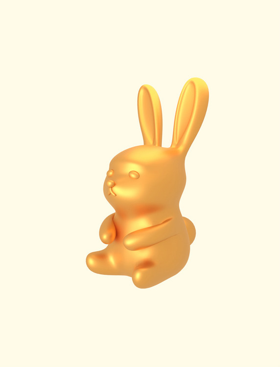 3D立体兔年大吉金色兔子元素