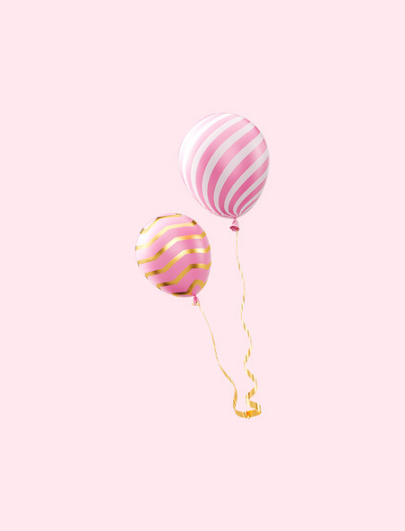 c4d立体粉色气球节日装饰