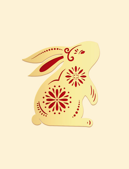 兔年新年新春剪纸风兔子
